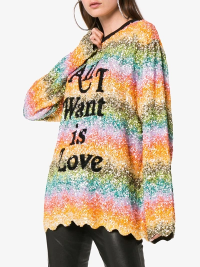 Shop Ashish 'all I Want Is Love' Sweatshirt Mit Pailletten In Multicolour
