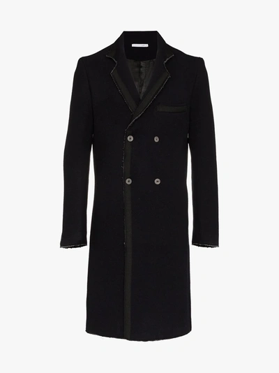 Shop Lot78 Double Breasted Wool Blend Overcoat In Black