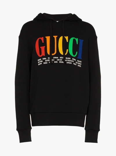 Shop Gucci Cities Hooded Sweatshirt In Black