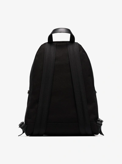 Shop Moschino Black Logo Print Cotton Canvas Backpack
