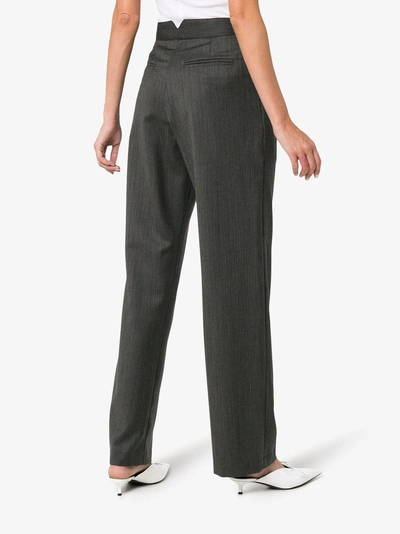 Shop Wright Le Chapelain High-waisted Stripe Trousers In Grey