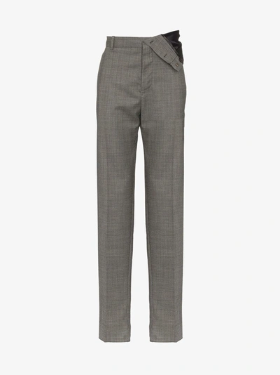 Shop Y/project Y / Project Asymmetric Wool-blend Trousers In Grey