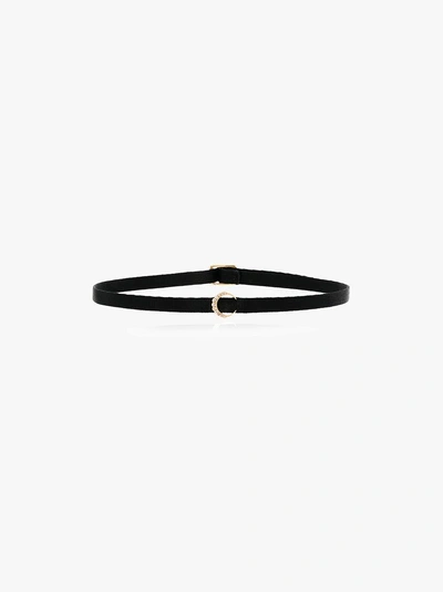 Shop Shay Ladies 18kt Yellow Gold And Diamond Mini Crescent Moon Choker In Black
