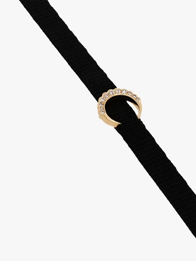 Shop Shay Ladies 18kt Yellow Gold And Diamond Mini Crescent Moon Choker In Black