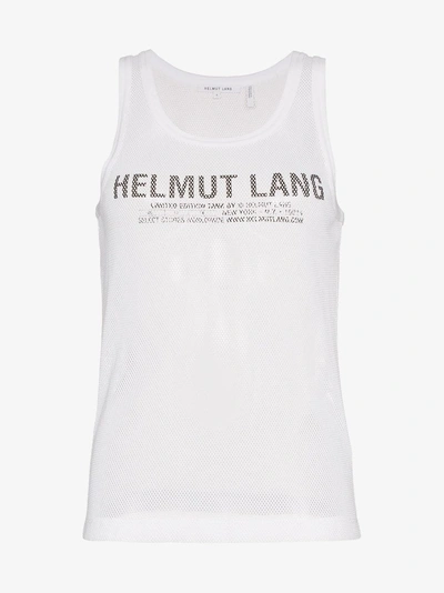 Shop Helmut Lang Mesh Logo Tank Top In White