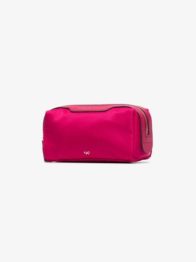 Shop Anya Hindmarch Hot Pink Girlie Stuff Nylon Pouch In Pink/purple