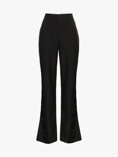 Shop Wright Le Chapelain High Waisted Silk Flared Trousers In Black