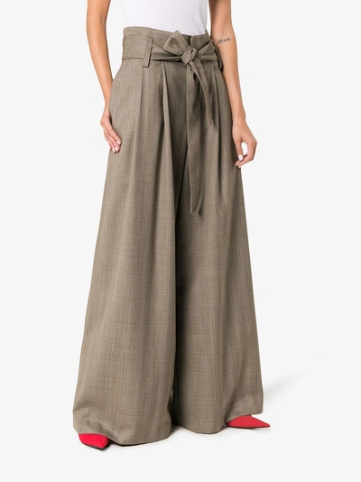 Shop Wright Le Chapelain Belted Wide Leg Trousers In Grey