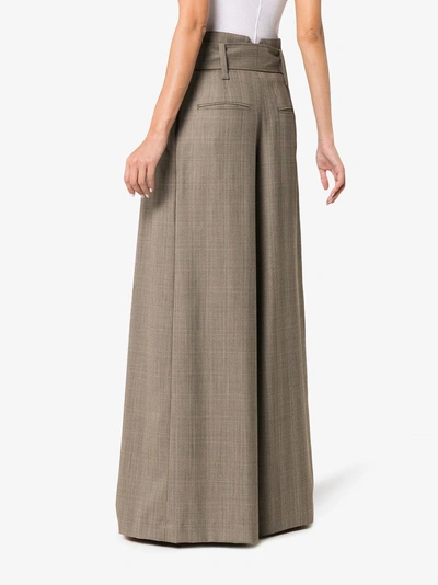 Shop Wright Le Chapelain Belted Wide Leg Trousers In Grey