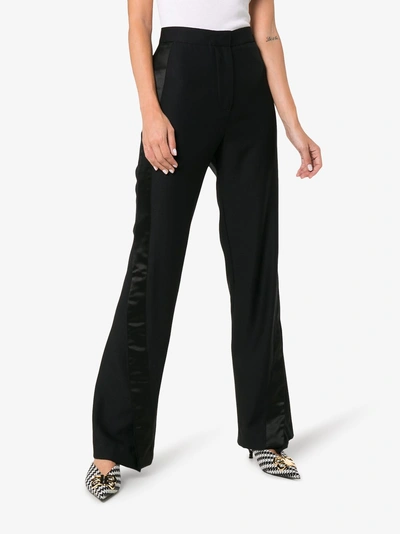 Shop Wright Le Chapelain High Waisted Silk Flared Trousers In Black