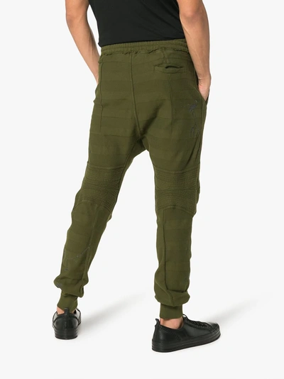 Shop Haider Ackermann Floral Embroidered Striped Cotton Track Pants In Green