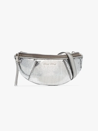 Shop Miu Miu Silver Metallic Waist Bag