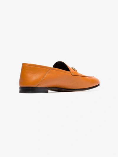 Shop Gucci Cognac Brown Brixton Leather Loafers