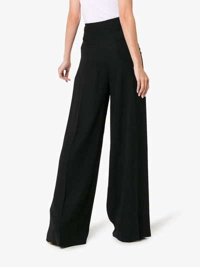 Shop Adeam Button Detail Wide Leg Trousers In Black