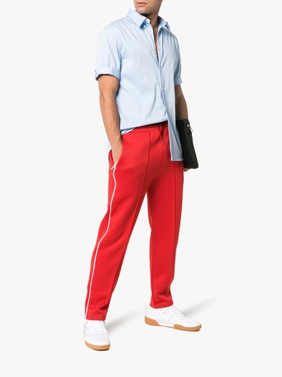 Shop Kenzo Red Logo Print Cotton Blend Sweat Pants