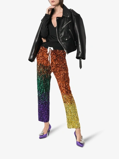 Shop Ashish Tinsel Sequin Embellished Silk Track Pants In Multicolour