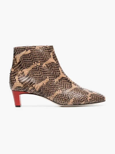 Shop Atp Atelier Clusia 45 Snake Embossed Boots In Brown