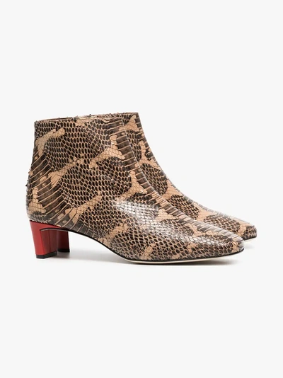 Shop Atp Atelier Clusia 45 Snake Embossed Boots In Brown