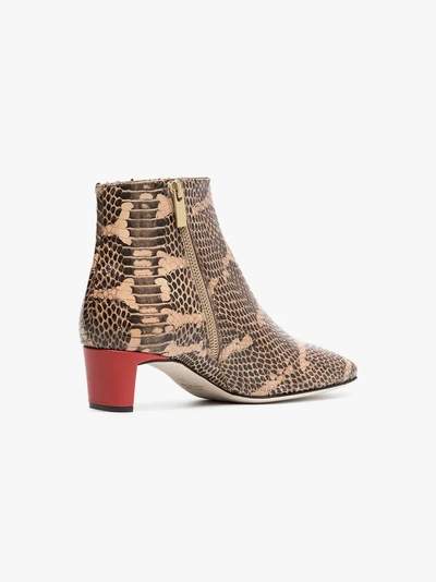 Shop Atp Atelier Clusia 45 Snake Embossed Boots In Brown