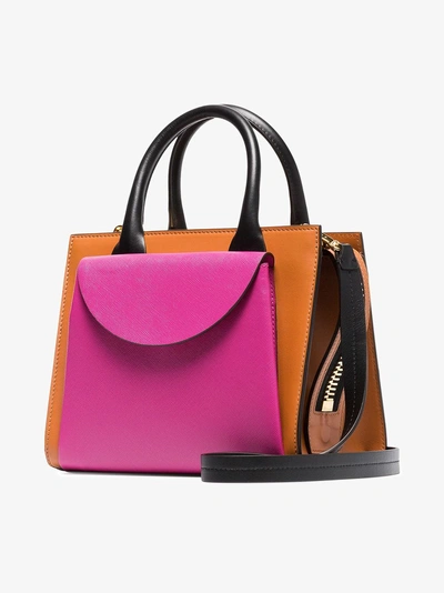 Shop Marni Multicolour Leather Two-tone Tote Bag In Brown