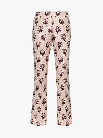 Shop Giambattista Valli Floral Print Straight Trousers In Pink/purple