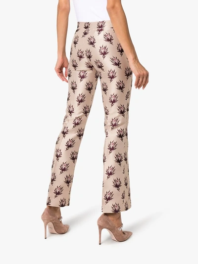 Shop Giambattista Valli Floral Print Straight Trousers In Pink/purple