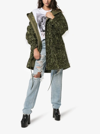 Shop Ashish Tinsel Sequin Embellished Parka In Green