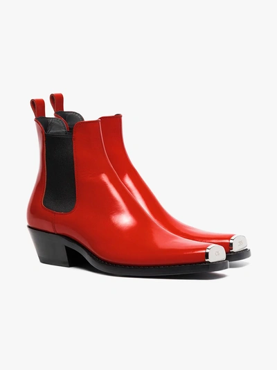 Shop Calvin Klein 205w39nyc 55 Red Western Ankle Boots