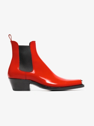 Shop Calvin Klein 205w39nyc 55 Red Western Ankle Boots