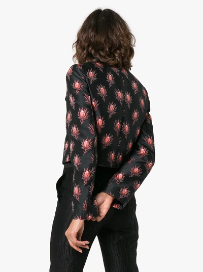 Shop Giambattista Valli Floral Print Cropped Jacket In Black