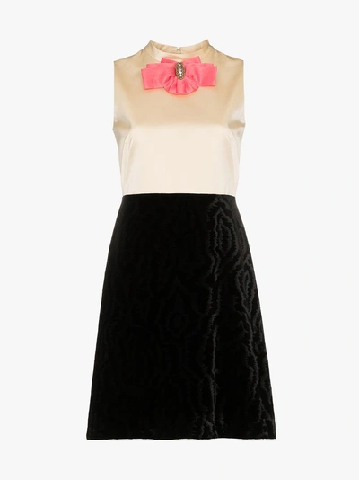 Shop Gucci Silk Bow Detail Duchess Dress In Black