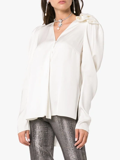 Shop Magda Butrym Sapporo V-neck Silk Blouse In White