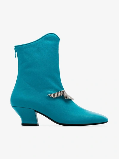 Shop Dorateymur Han 50 Leather Ankle Boots In Blue
