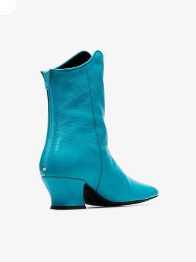 Shop Dorateymur Han 50 Leather Ankle Boots In Blue