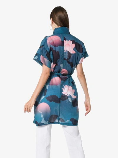 Shop Double Rainbouu Vintage Floral Print Cotton Beach Kimono In Blue