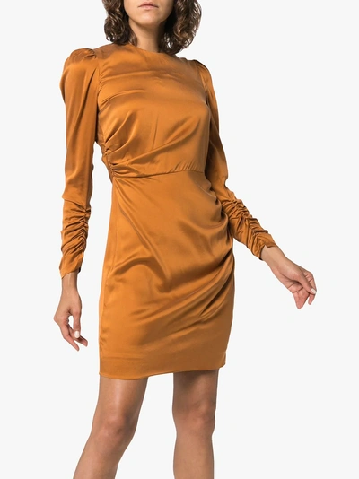 Shop Zimmermann Draped Silk Mini Dress In Yellow/orange