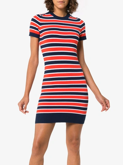 Shop Joostricot Marine Stripe Short Sleeve Dress In Blue
