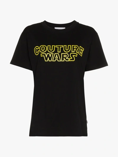 Shop Moschino Couture Wars Logo Cotton T Shirt In Black