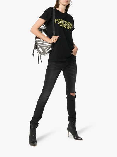 Shop Moschino Couture Wars Logo Cotton T Shirt In Black