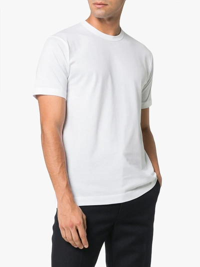 Shop Comme Des Garçons Shirt Logo Print Crew Neck Cotton T-shirt In White
