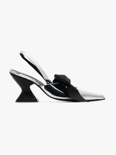 Shop Marques' Almeida Marques'almeida Oversized Bow Metallic 75 Leather Pumps