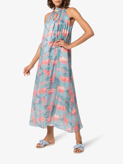 Shop Chufy Ebel Silk Maxi Dress In Blue