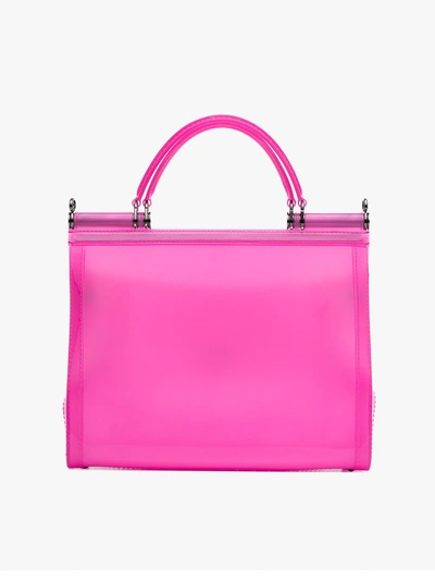Shop Dolce & Gabbana Pink Sicily Transparent Pvc Shoulder Bag In Pink/purple