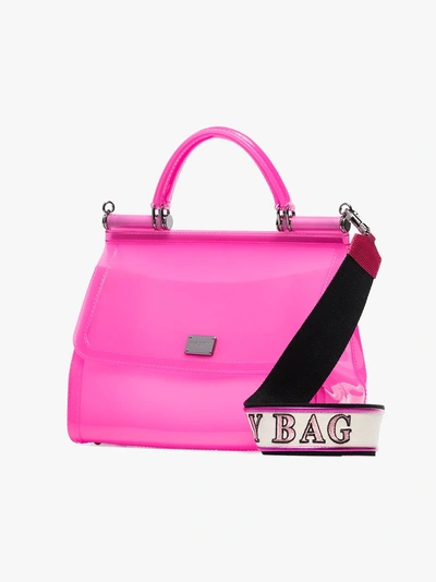 Shop Dolce & Gabbana Pink Sicily Transparent Pvc Shoulder Bag In Pink/purple