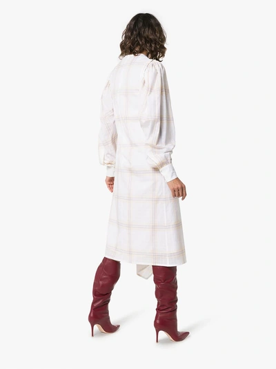 Shop Calvin Klein 205w39nyc Check Print Silk Midi Dress In Nude/neutrals