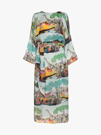 Shop Chufy Savannah Silk Tunic Maxi Dress In Multicolour