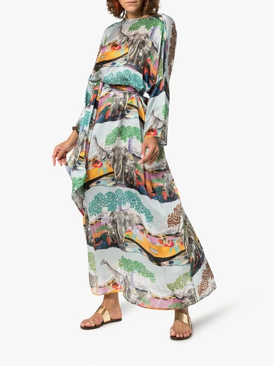 Shop Chufy Savannah Silk Tunic Maxi Dress In Multicolour