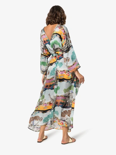 Shop Chufy Savannah Silk Tunic Maxi Dress In Multicolour