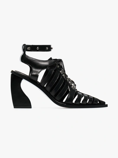 Shop Marques' Almeida Marques'almeida 'cage' Lace Up 100 Leather Sandal Boots In Black