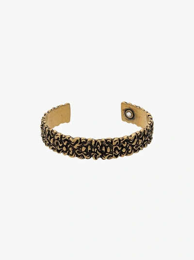 Shop Gucci Metallic Lion Mane Crystal Cuff